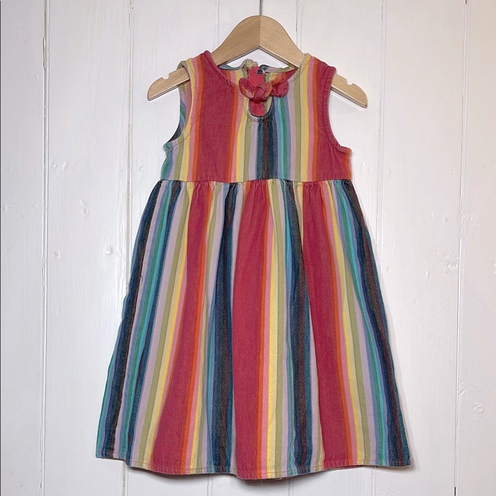 A.T.U.N. 100% Cotton Multicolor Striped Denim Dress